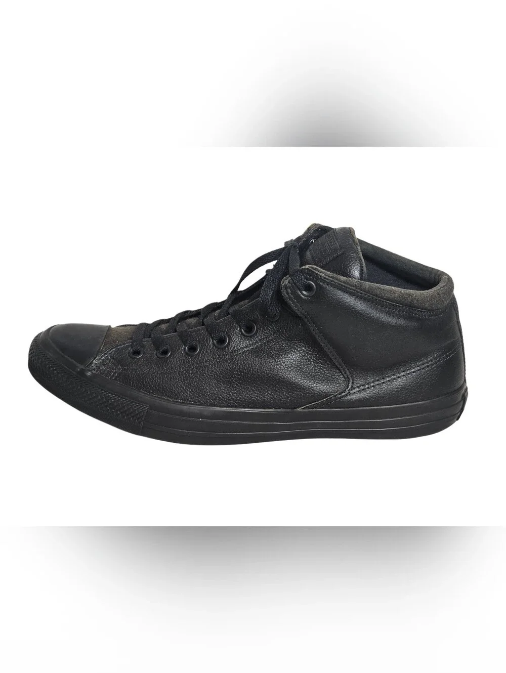 ​Converse CTAS High Street Leather Triple Black 161473C Mid Top Sneakers Men 13
